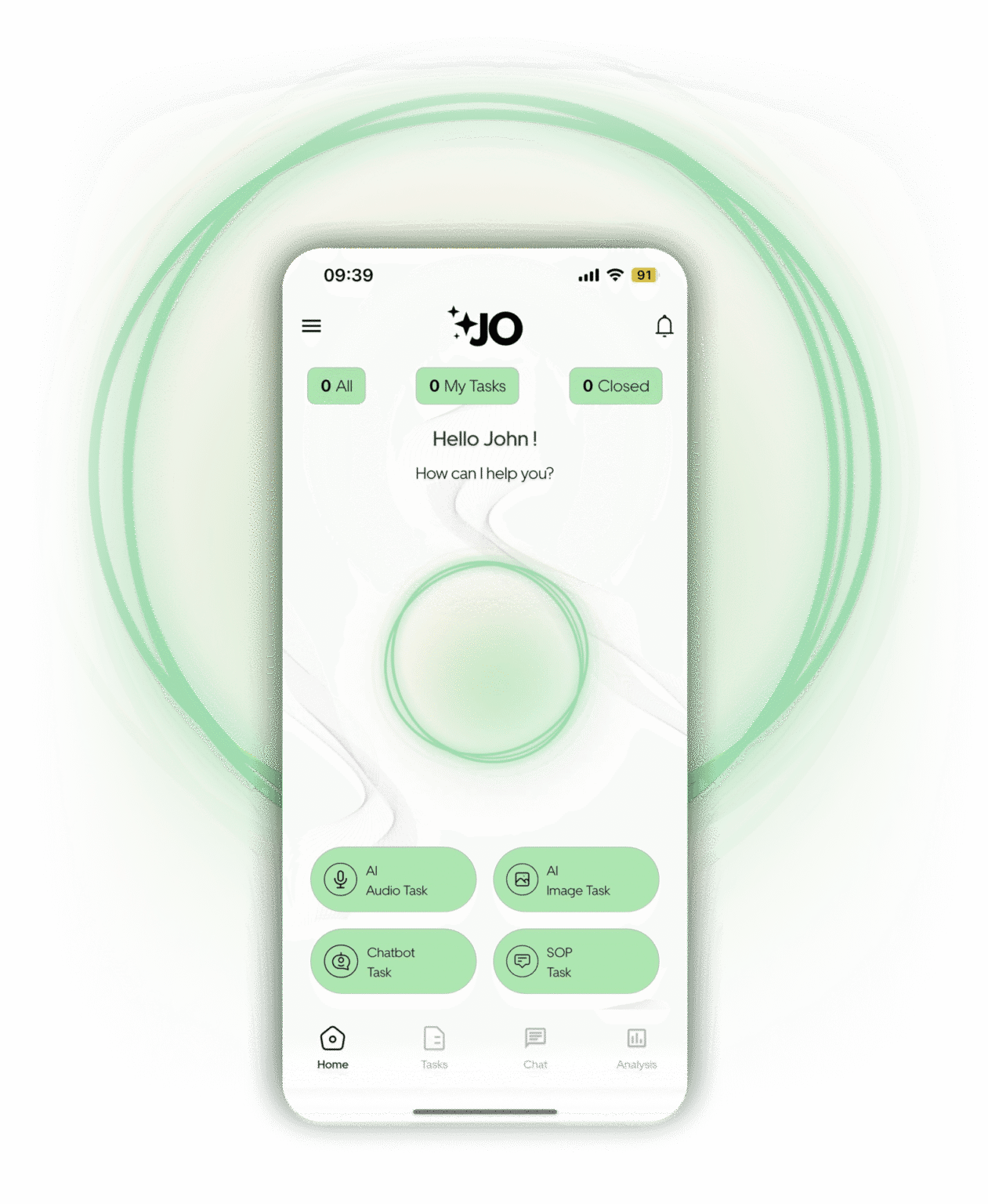 Mobile App Screenshot Large — JO.ai